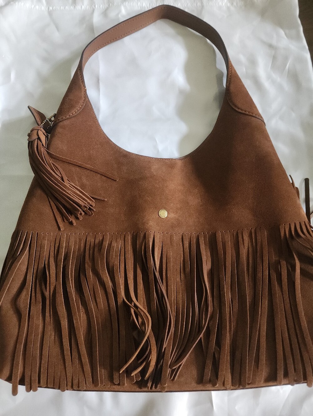 Coach Brooklyn 39 Fringe Brown Suede Shoulder Bag - Picture 3 of 12